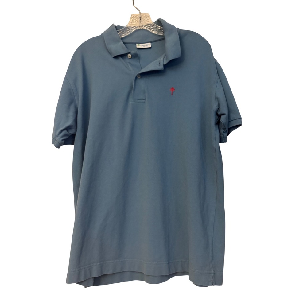Ben Silver Charleston Mens Blue Cotton Pique Palmetto Logo Polo Shirt Large